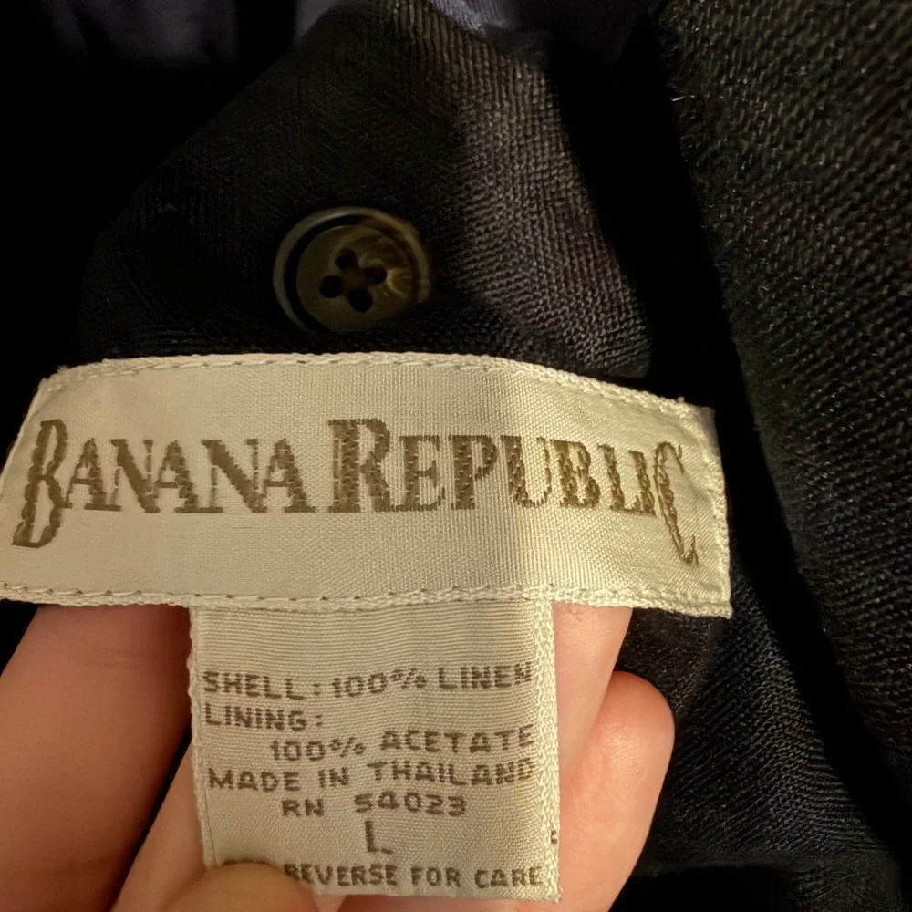 Vintage Banana Republic Linen blazer plaid‎ L classic heritage preppy office